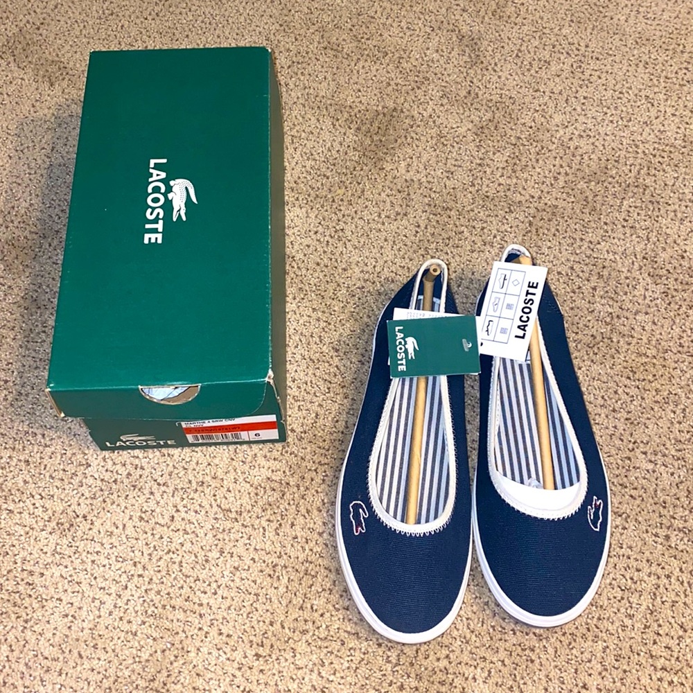Lacoste navy blue ballet flats with tags size 6 women’s